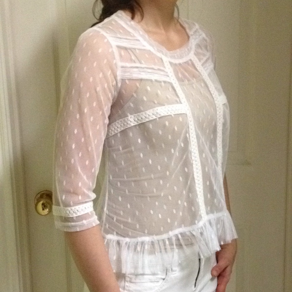 Altar'd state white sheer transparent top